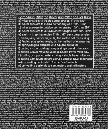 Compound Miter the bevel and miter answer book's Rear Cover